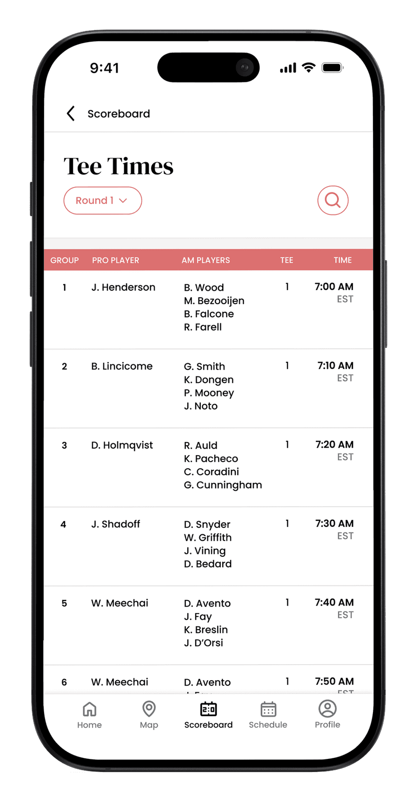 Tee times — ShopRite LPGA Classic